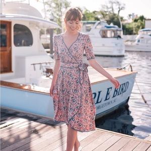 Gal Meets Glam Isadora Floral Wrap Midi Dress